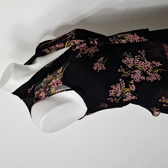 Who What Wear Black Pink Dark Cottagecore Feminine Ruffled Tiered Maxi Dress -M - Picture 6 of 12